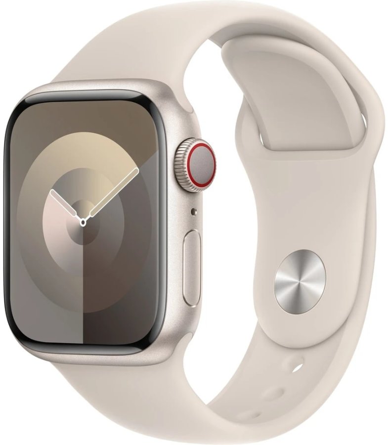 Apple Apple Watch Series 9 Cellular 41mm Hvězdně bílý hliník s hvězdně bílým sportovním řemínkem - S/M - Apple