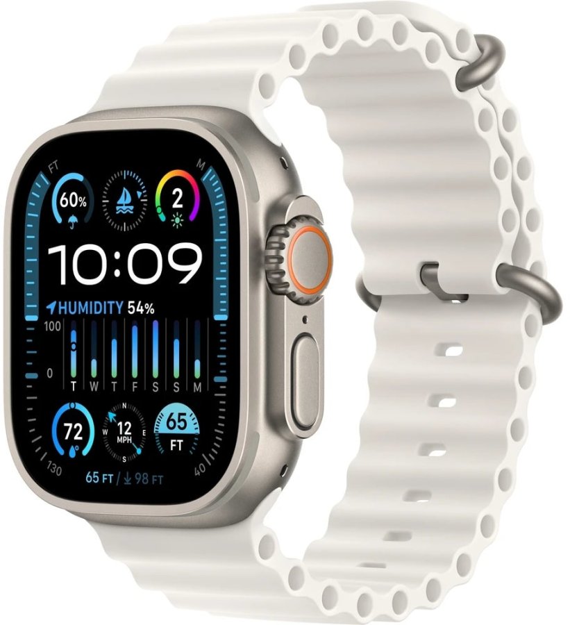 Apple Apple Watch Ultra 2 49mm titanová s bílým oceánským řemínkem - Apple