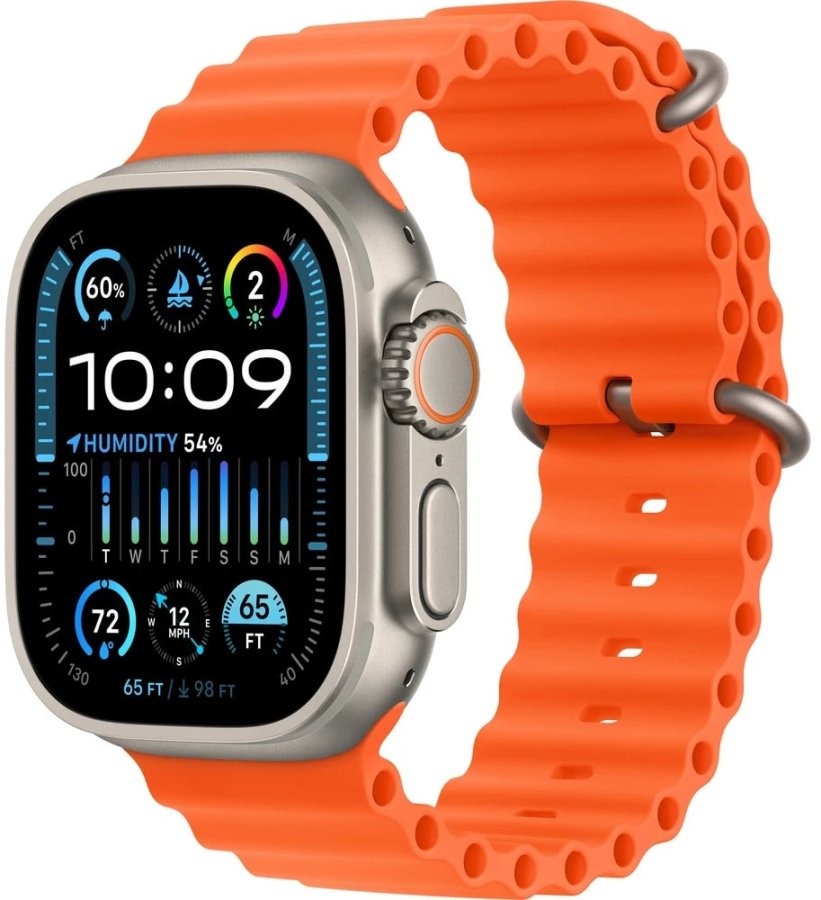 Apple Apple Watch Ultra 2 49mm titanová s oranžovým oceánským řemínkem - Apple