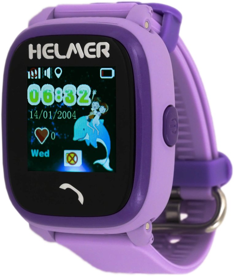 Helmer Chytré dotykové vodotěsné hodinky s GPS lokátorem LK 704 fialové - SLEVA II - Helmer