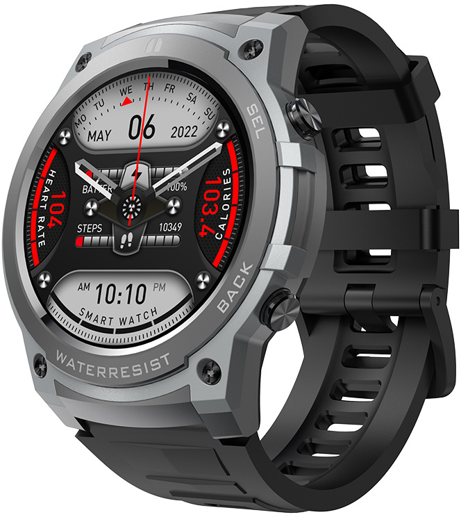 Wotchi AMOLED Smartwatch DM55 – Grey – Black - Wotchi
